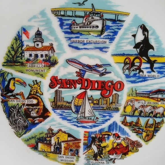 Vintage Collector Plate San Diego Trinket Dish Made in Korea Souvenir 9" x 9" - Picture 10 of 10
